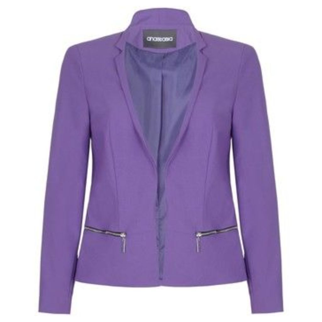 Anastasia  -  Purple Womens Short Edge To Edge Blazer  women's Jacket in purple