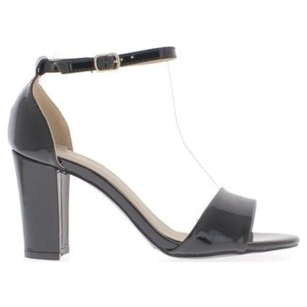 Chaussmoi  Black Sandals heel 8,5cm metallic aspect square  women's Sandals in black