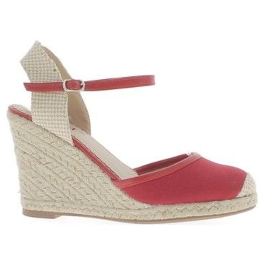 Chaussmoi  Espadrilles wedge woman red heels 10cm canvas  women's Sandals in red