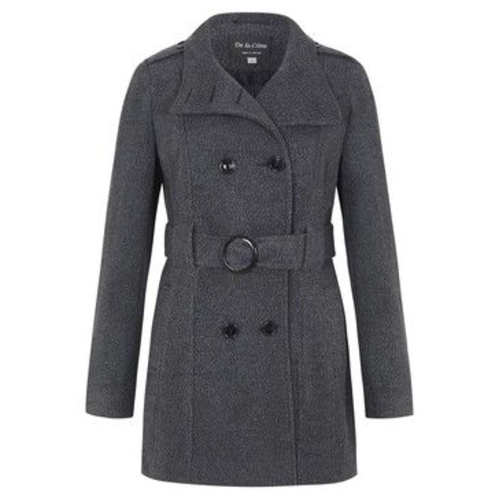 Wool Belted Winter Coat  women's Trench Coat in Grey