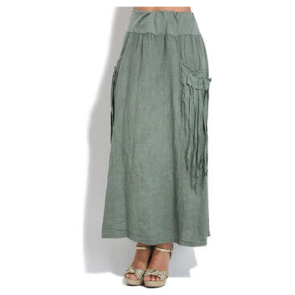 100 % Lin  Skirt  women's Skirt in Green