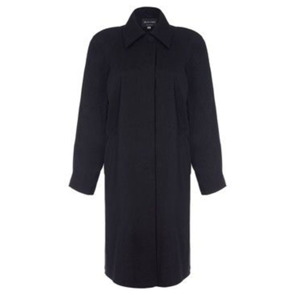 Spring Long Fly Front Raincoat  in Black