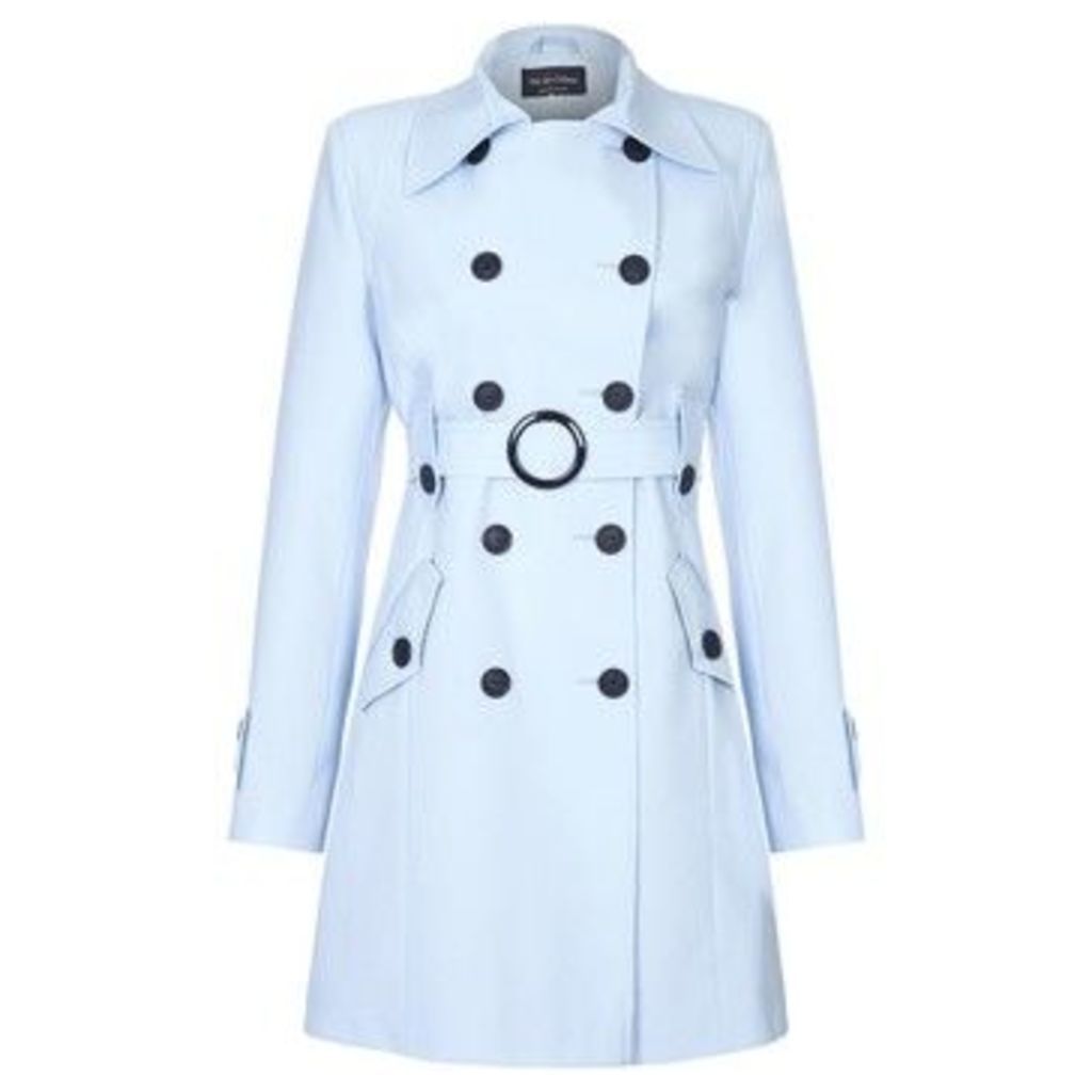 Spring Belted Trench Coat  in Blue