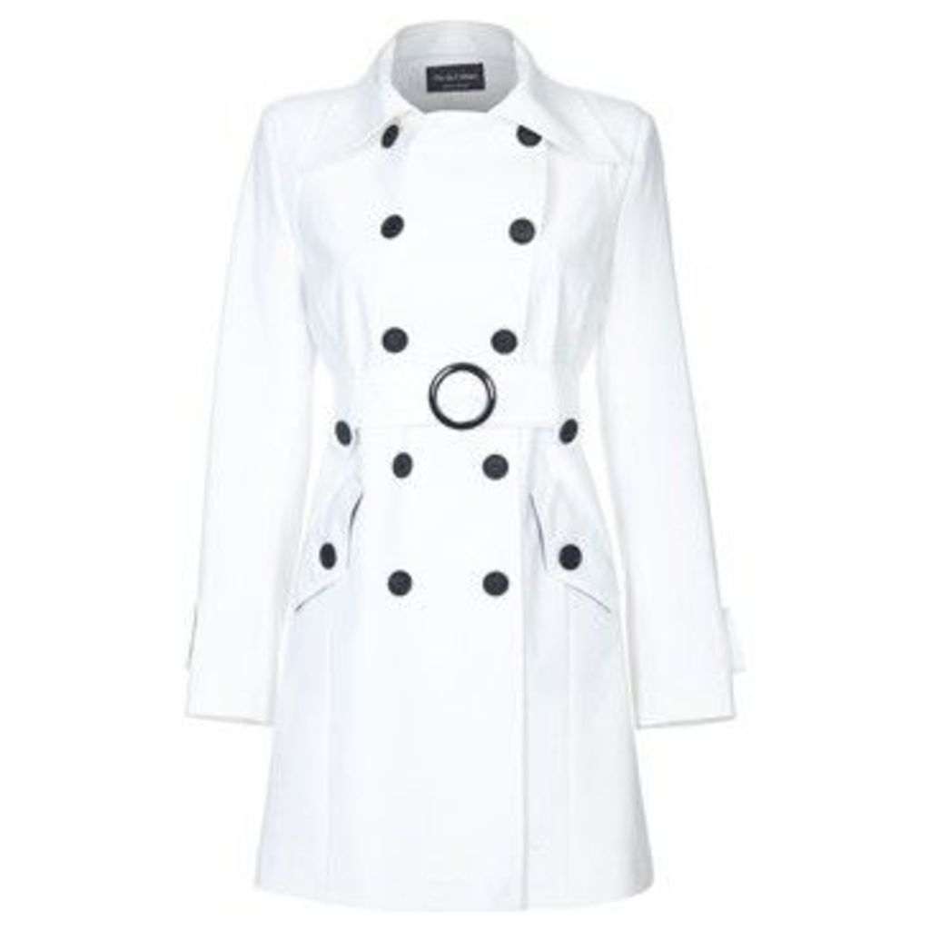 Spring Belted Trench Coat  in White