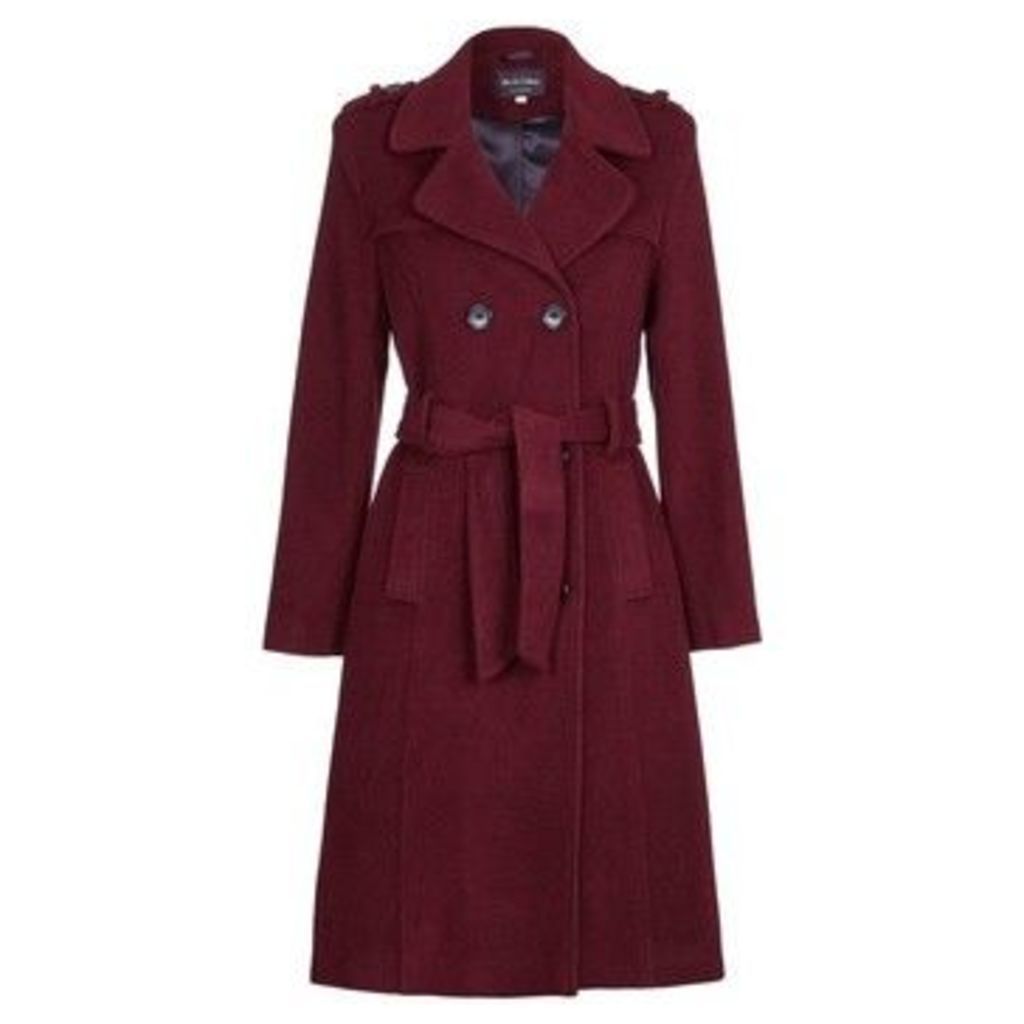 Wool Belted Long Military Trench Coat  women's Trench Coat in Red