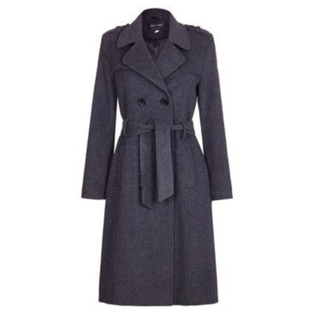 Wool Belted Long Military Trench Coat  women's Trench Coat in Grey