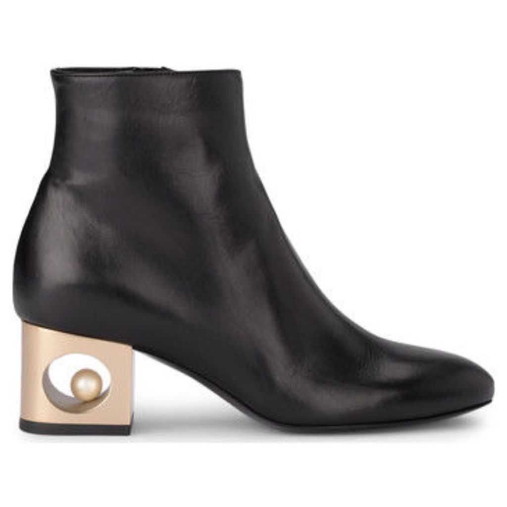 Tiffany black leather ankle boots with pearl  women's Low Ankle Boots in Black