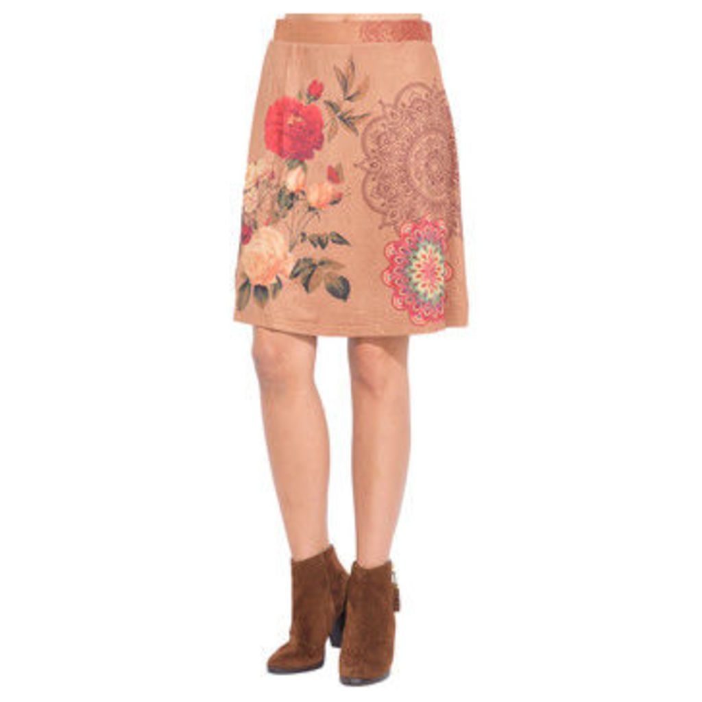 Printed suede skirt  women's Skirt in Brown