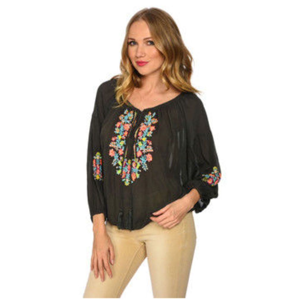 Miss June  Embroidered blouse  women's Blouse in Green