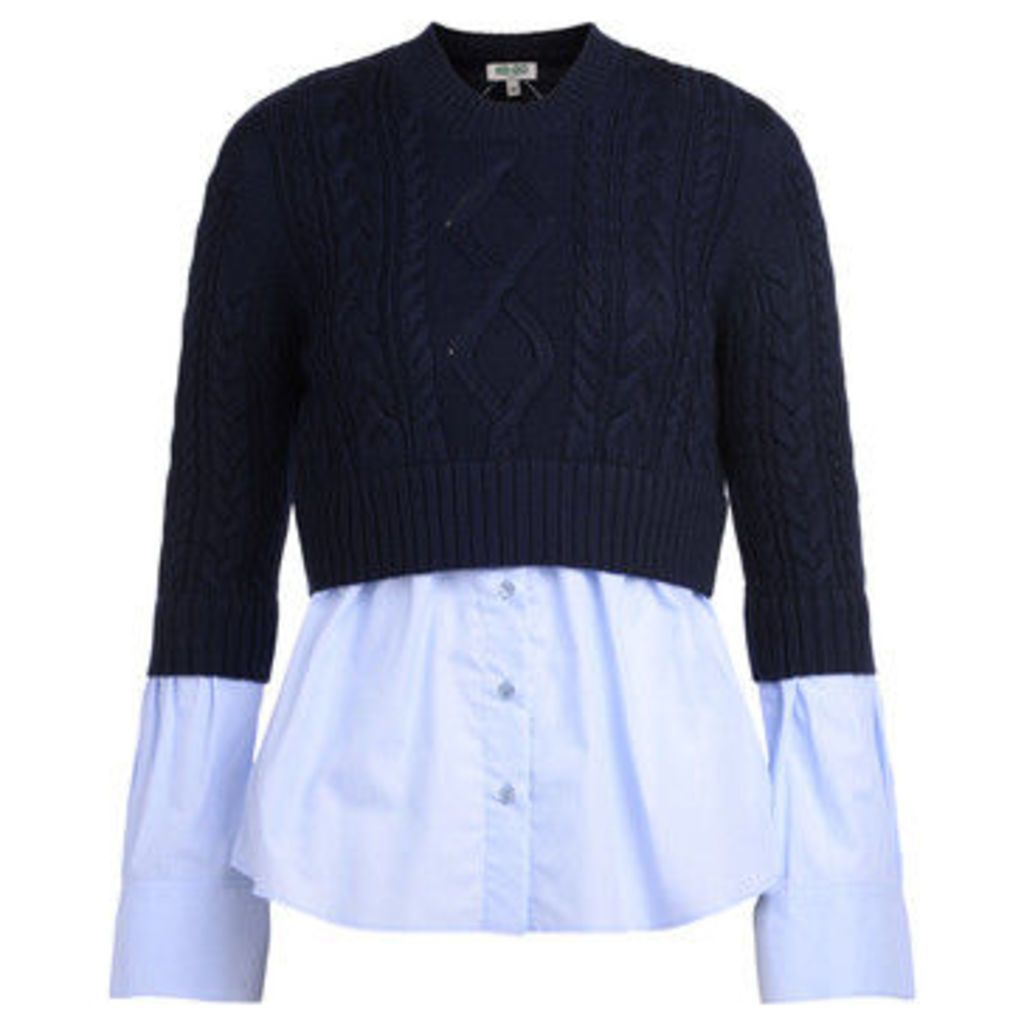 Kenzo  blue cotton sweater with light-blue shirt  women's Sweater in Blue