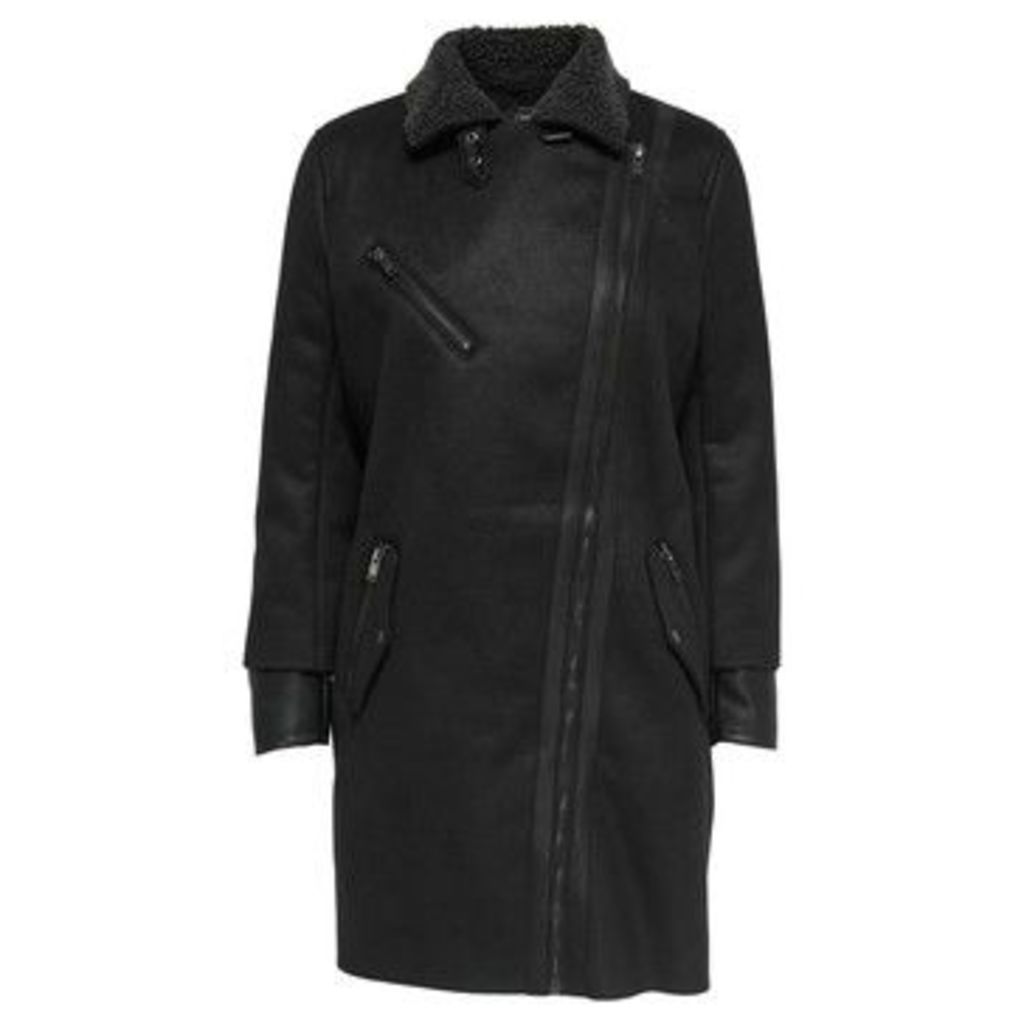 Only  ABRIGO  onlSANTANA FAUX SUEDE BONDED COAT OTW  women's Coat in Black