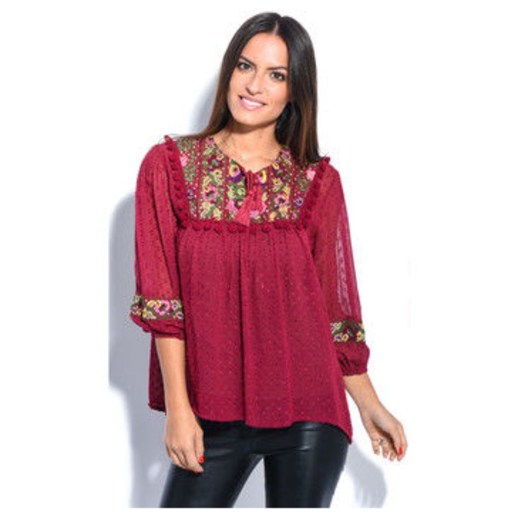 Miss June  Top  women's Blouse in Red