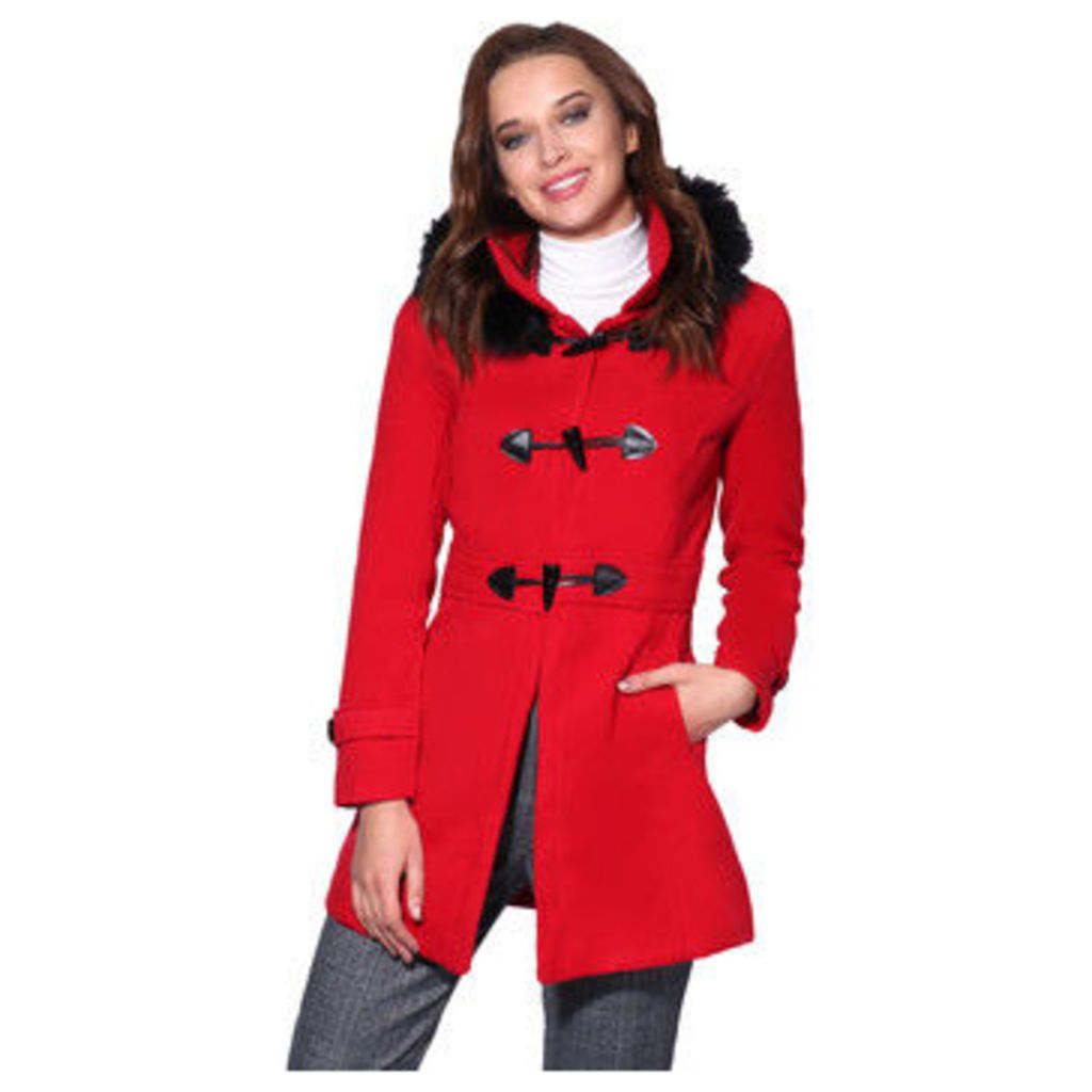 Krisp  Hooded Rockabilly Duffle Coat  women's Coat in Red