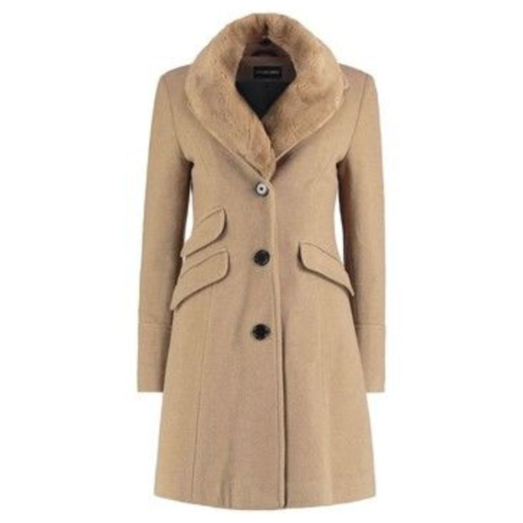 Fitted Winter Coat  in Beige