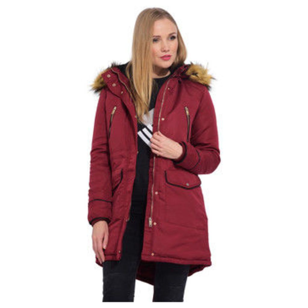 Cm  Mid-length parka with hood  women's Parka in Red