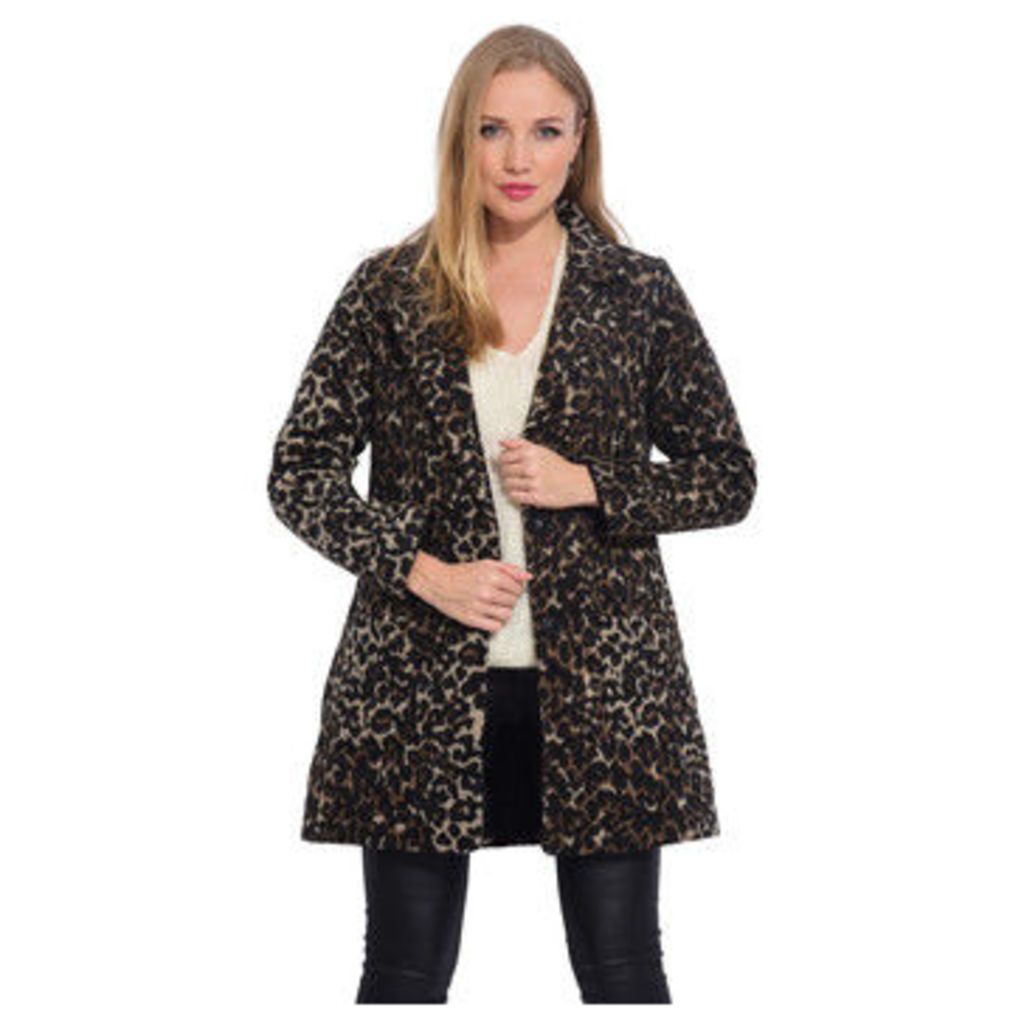 Arty Blush  Mid-length leopard print coat  women's Coat in Black