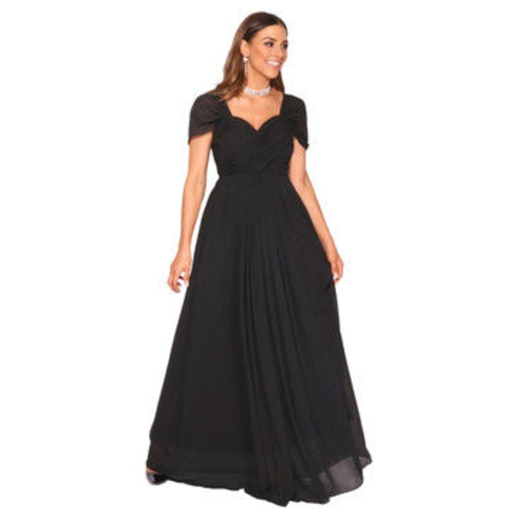 Krisp  Cross Pleats Maxi Prom Dress  women's Long Dress in Black