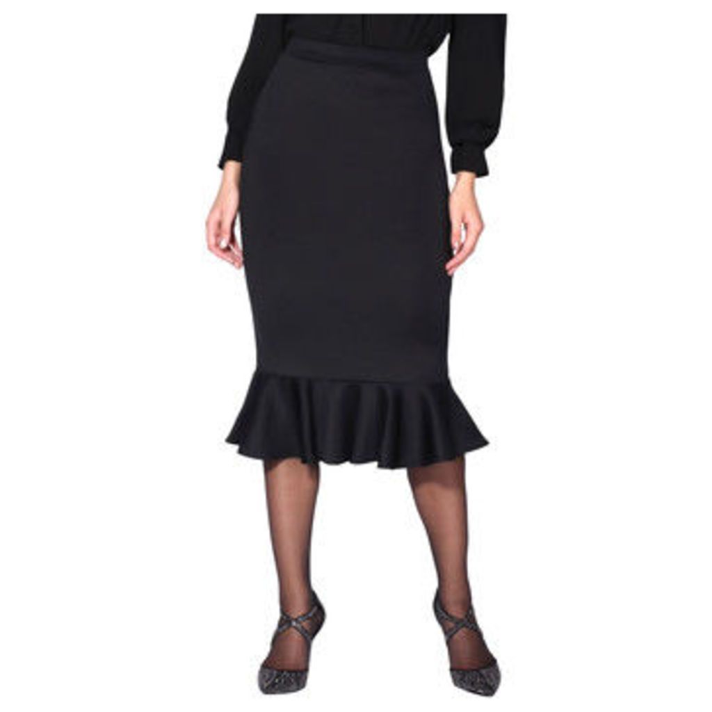 Krisp  Pencil Fishtail Midi Skirt [Black]  women's Skirt in Black