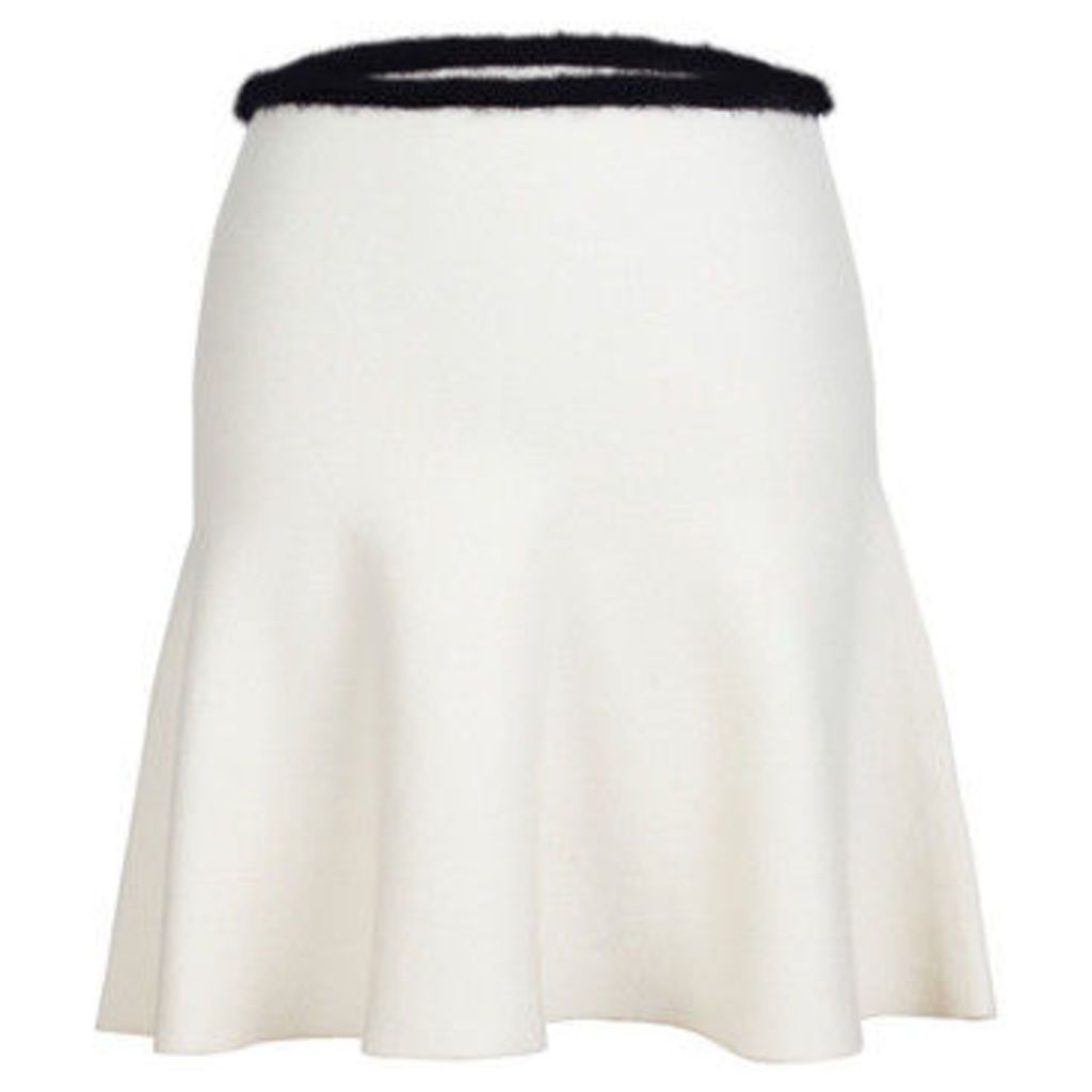 London Rag  Women's White Contrast waist line  Skater Skirts  women's Skirt in White