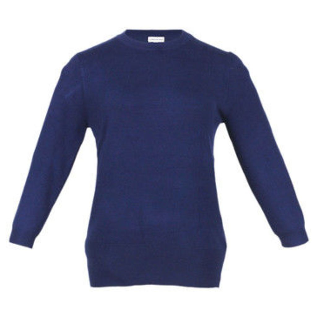 London Rag  Women's Navy Ribbed cuffs   HEM Sweatshirt  women's Sweater in Blue