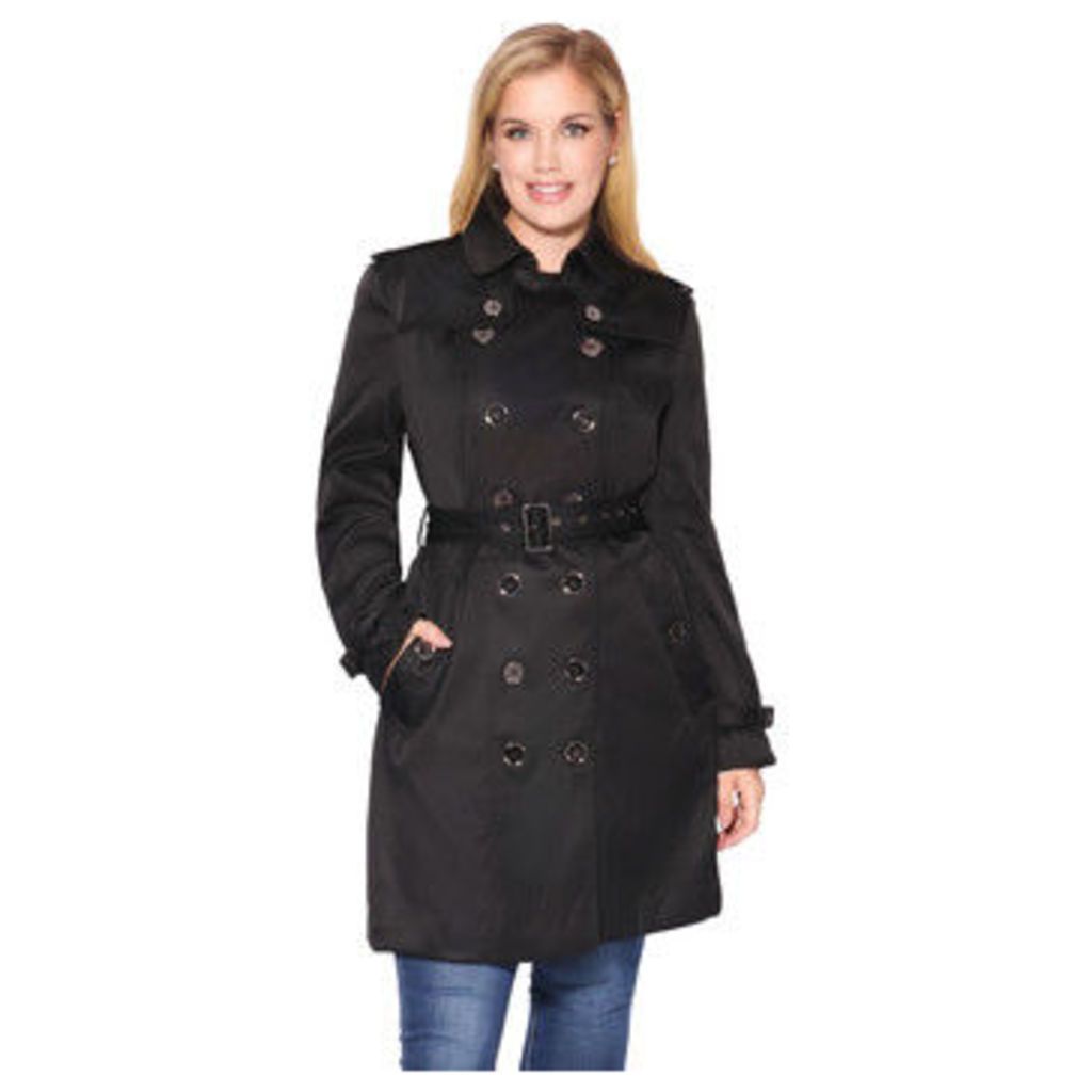 Krisp  Metallic Button Short Trench Coat  women's Coat in Black