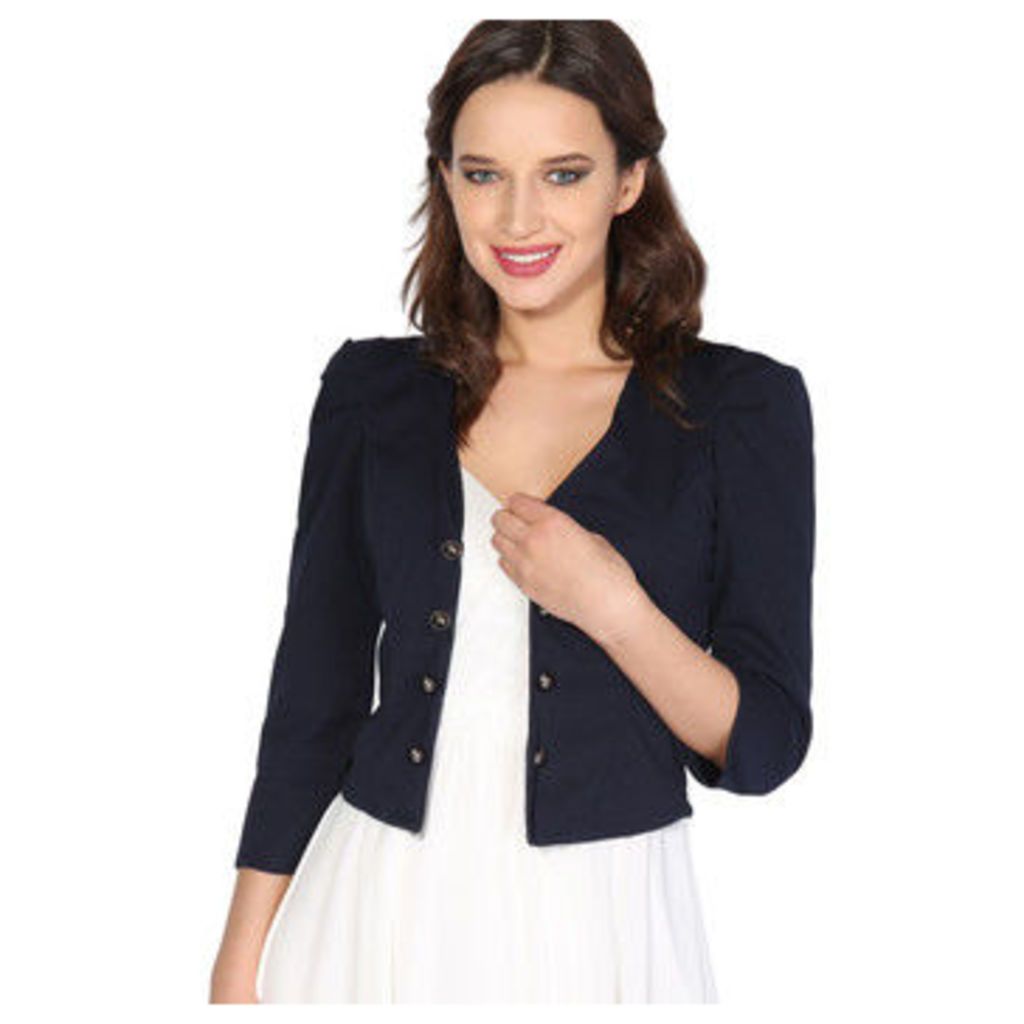 Krisp  Ruched Sleeve Military Style Shrug  women's Jacket in Blue