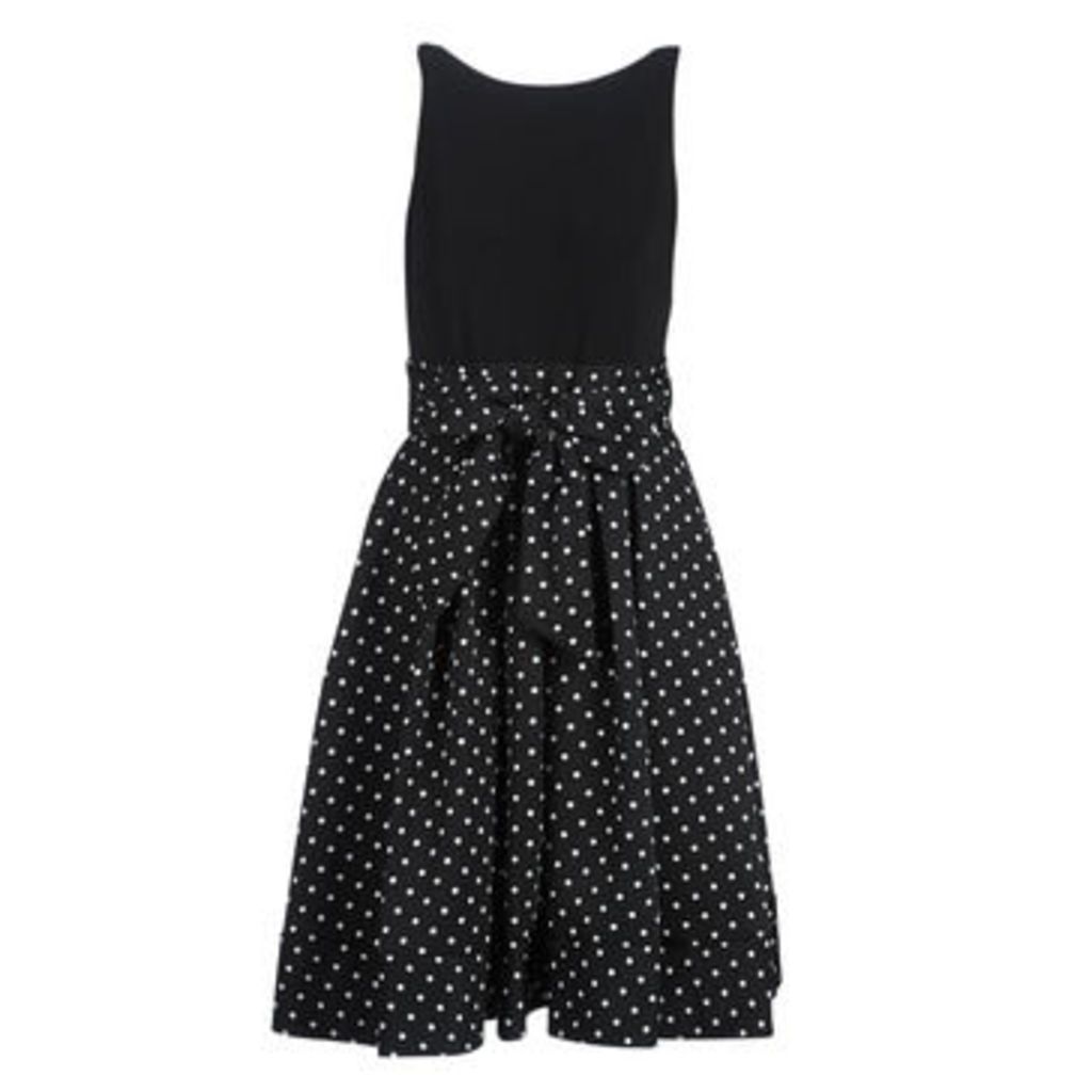 POLKA DOT FIT AND FLARE DRESS  women's Dress in Black