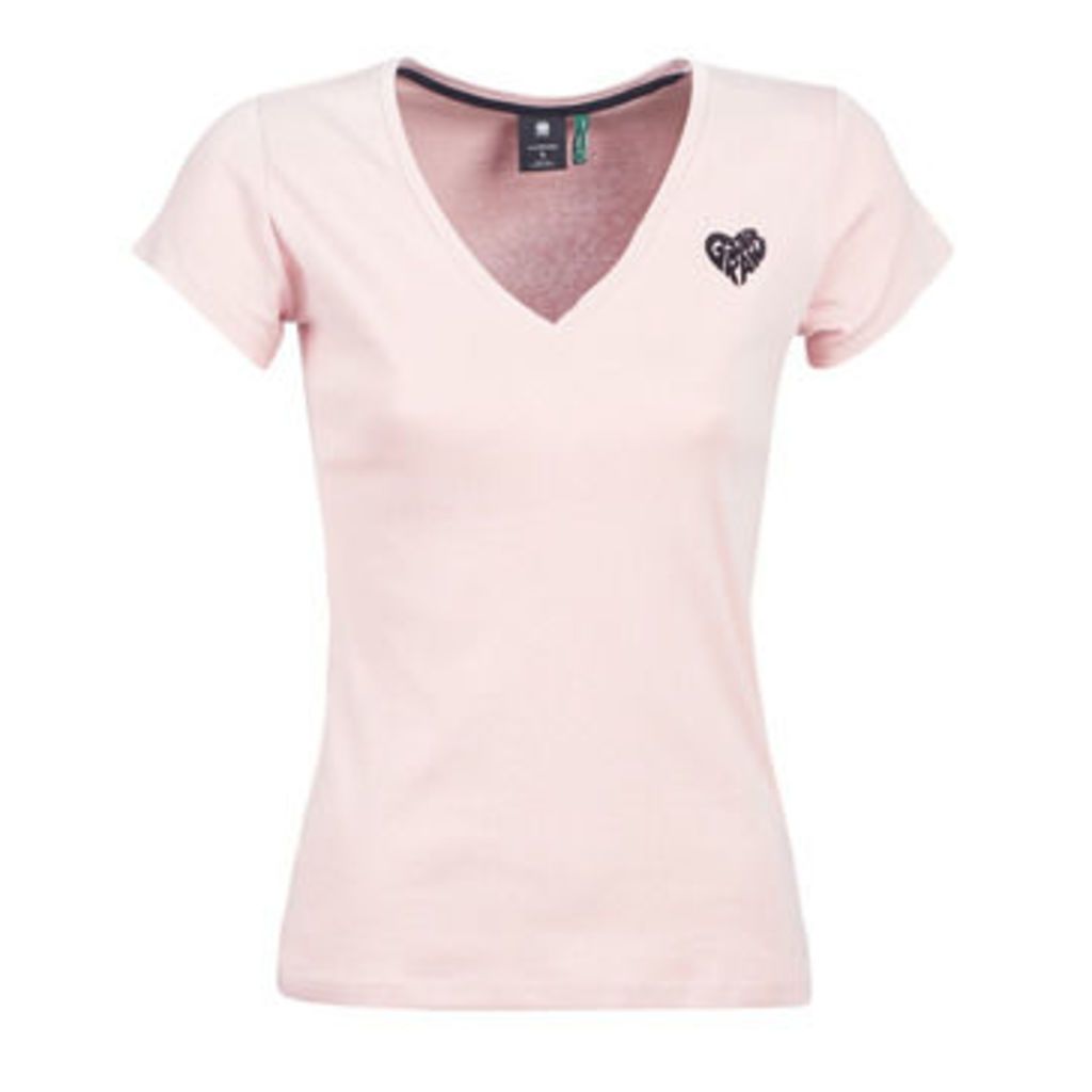 G-Star Raw  GRAPHIC 51 SLIM V T  women's T shirt in Pink