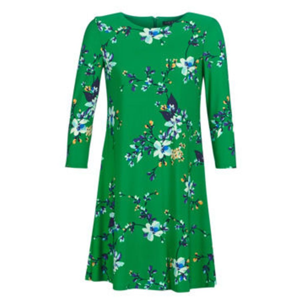 FLORAL PRINT-3/4 SLEEVE-JERSEY DAY DRESS  women's Dress in Green