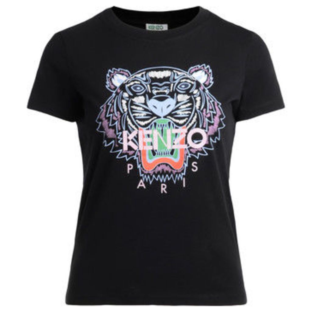 Kenzo  Tiger black t-shirt with multicolor print  women's T shirt in Black