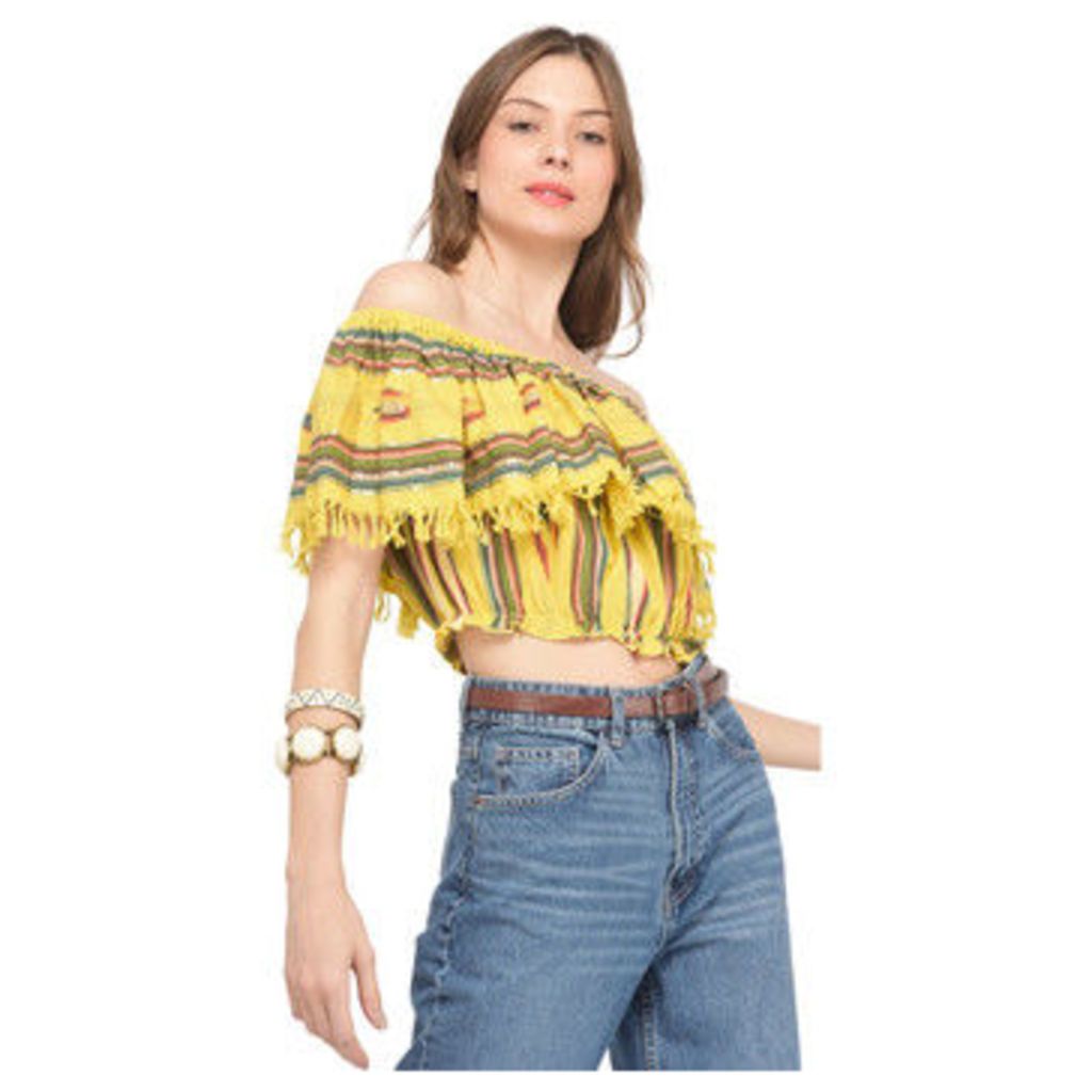 Miss June  Striped blouse  women's Blouse in Yellow