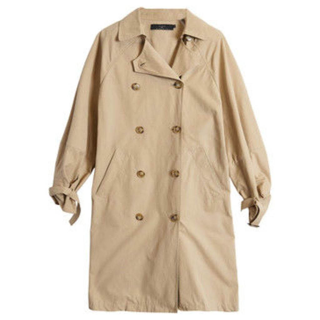 On Parle De Vous  Double-breasted straight trench  women's Coat in Beige