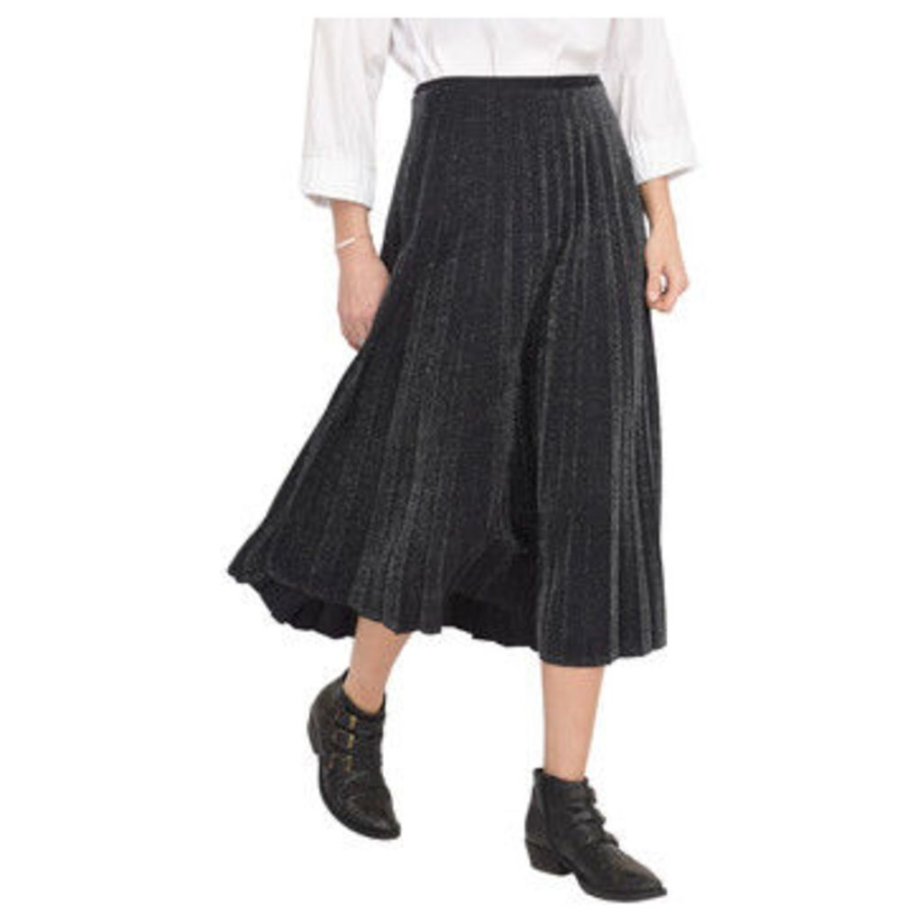 Lauren Vidal  Pleated skirt with lurex jersey knit  women's Skirt in Black