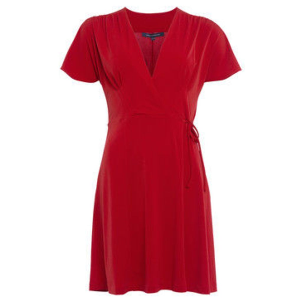 V-neck dress with short sleeves  women's Dress in Red
