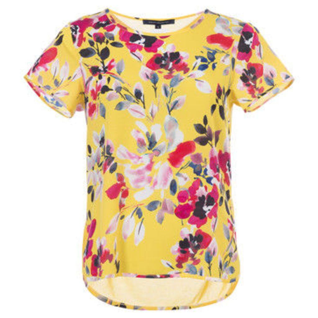 Printed T-shirt Crew neck Short sleeves  women's T shirt in Yellow