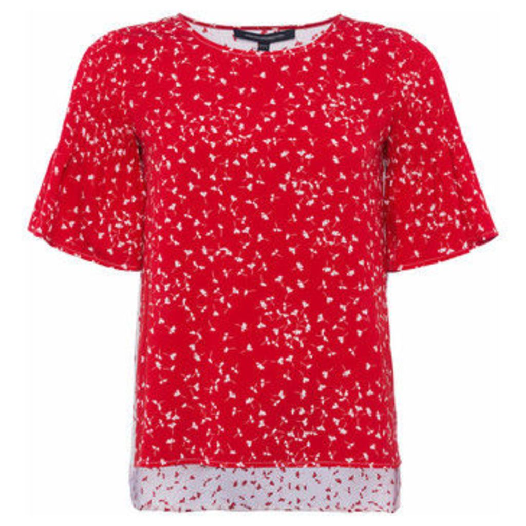 Blouse Crew neck Short sleeves  women's Blouse in Red