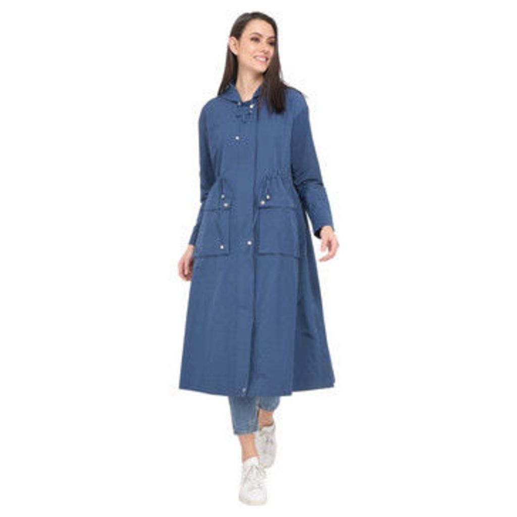 Long raincoat  women's Trench Coat in Blue