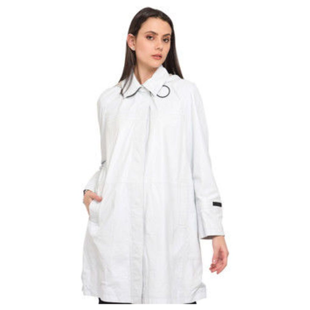 Waxed sheep leather  women's Trench Coat in White