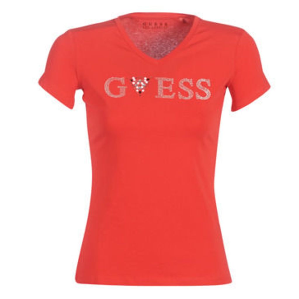 Guess  VN CRYSTAL  women's T shirt in Red