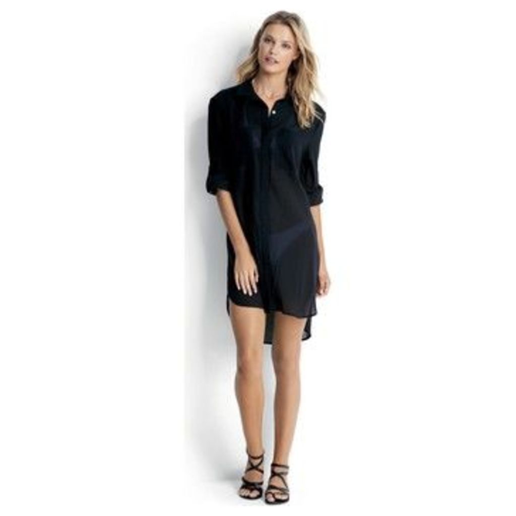 Seafolly  Crinkle Twill Beach Shirt, , Black  women's Tunic dress in Black