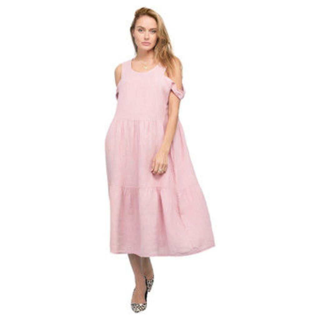 Rodier  Sleeveless linen dress  women's Long Dress in Pink