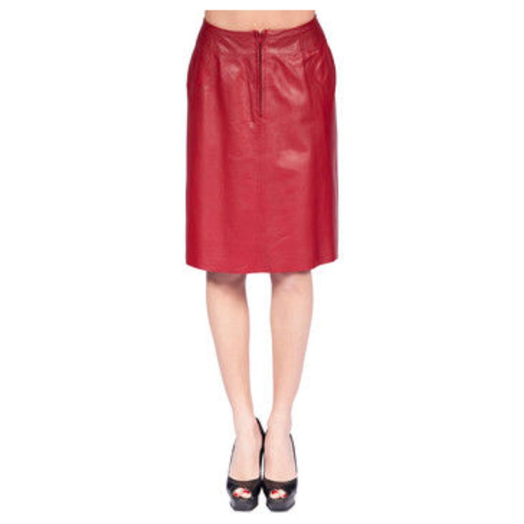 John   Yoko  Lamb leather skirt  women's Skirt in Red
