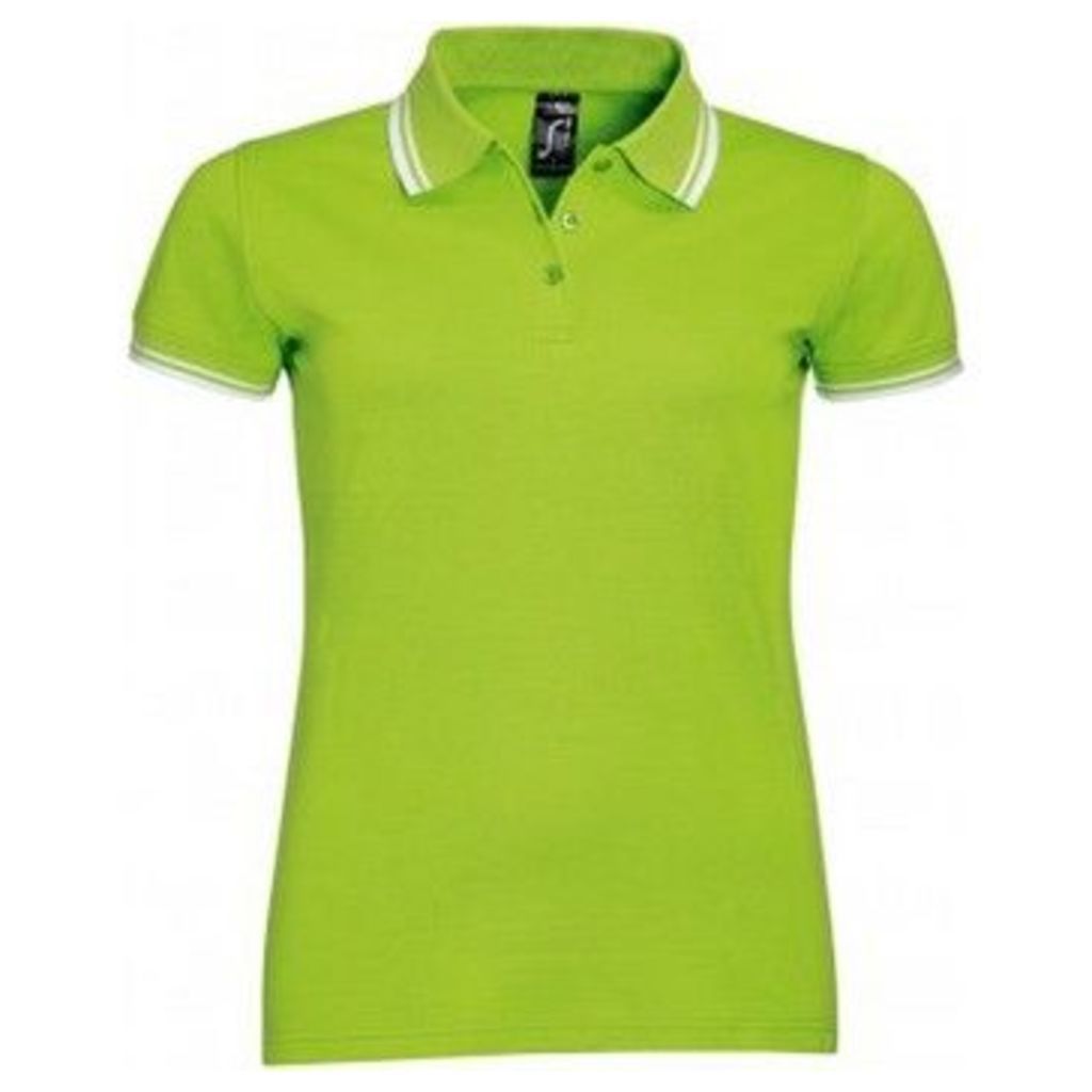 Sols  WomensLadies Pasadena Tipped Short Sleeve Pique Polo Shirt  women's Polo shirt in Green