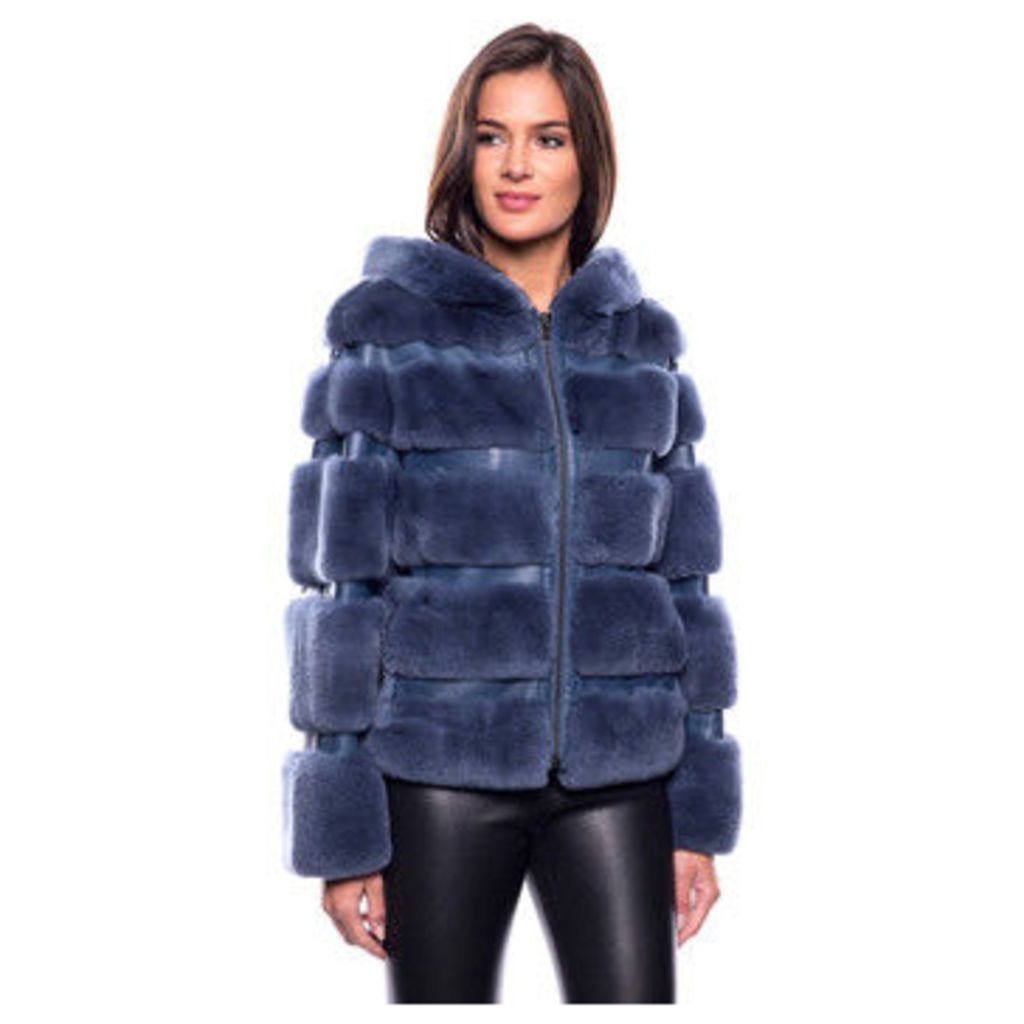 John   Yoko  Short coat in rabbit fur  women's Coat in Blue
