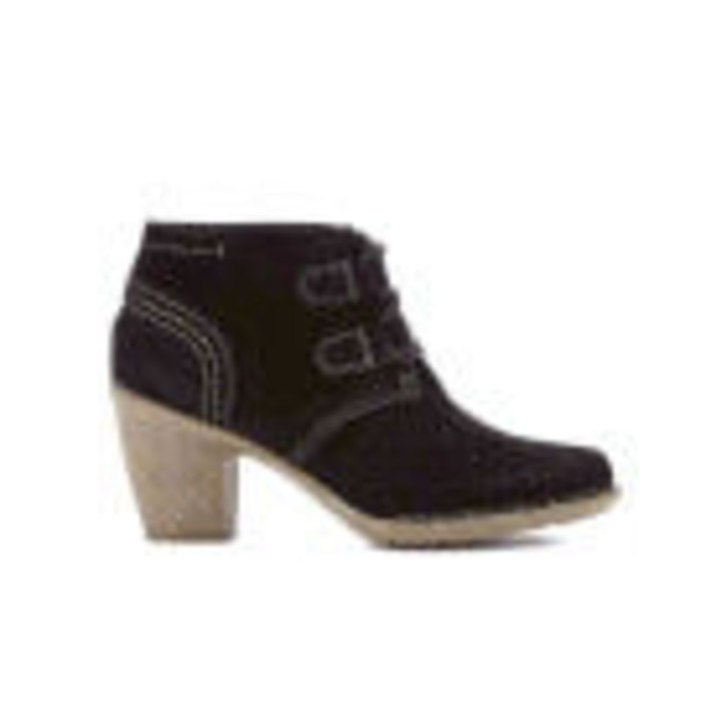 Clarks Women's Carleta Lyon Suede Heeled Ankle Boots - Black - UK 6