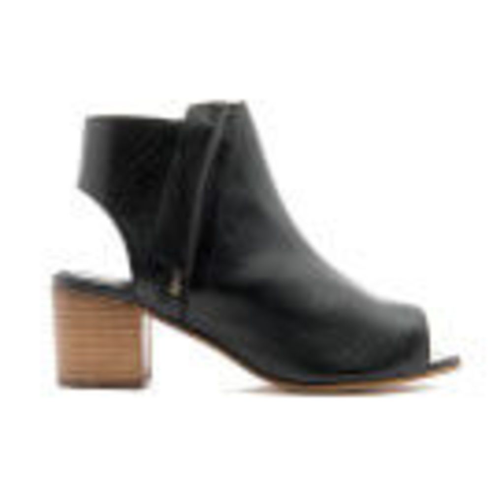 Dune Women's Joanna Peep Toe Leather Ankle Boots - Black - UK 4 - Black