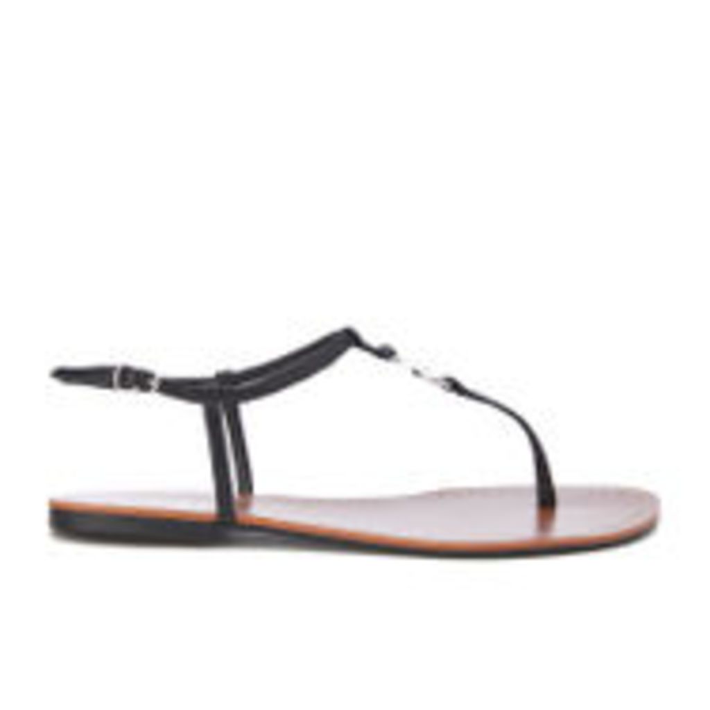 Lauren Ralph Lauren Women's Aimon T-Bar Croc Flat Sandals - Black - UK 7.5/US 9.5