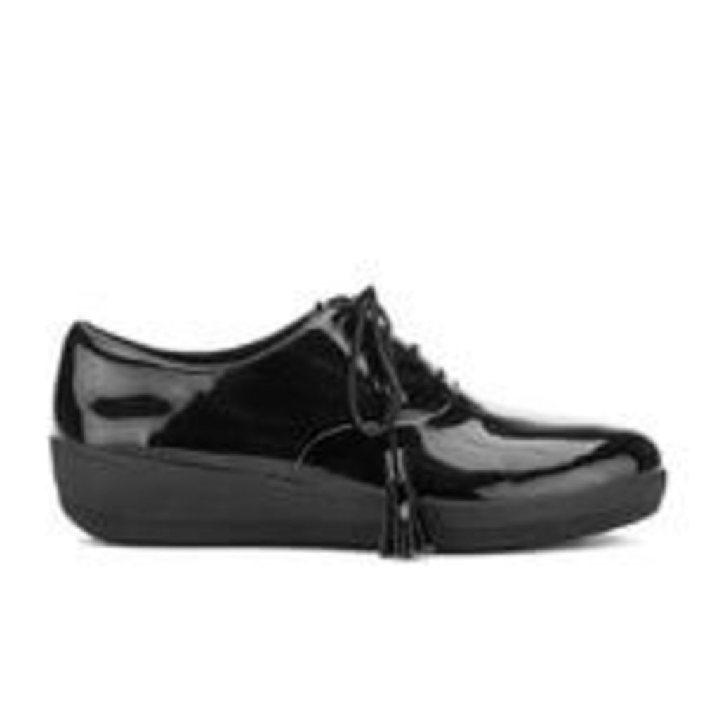 FitFlop Women's Classic Tassel Superoxford Patent Shoes - All Black - UK 4