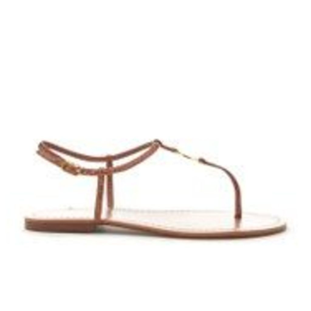 Lauren Ralph Lauren Women's Aimon T-Bar Croc Flat Sandals - Polo Tan - UK 7.5/US 9.5