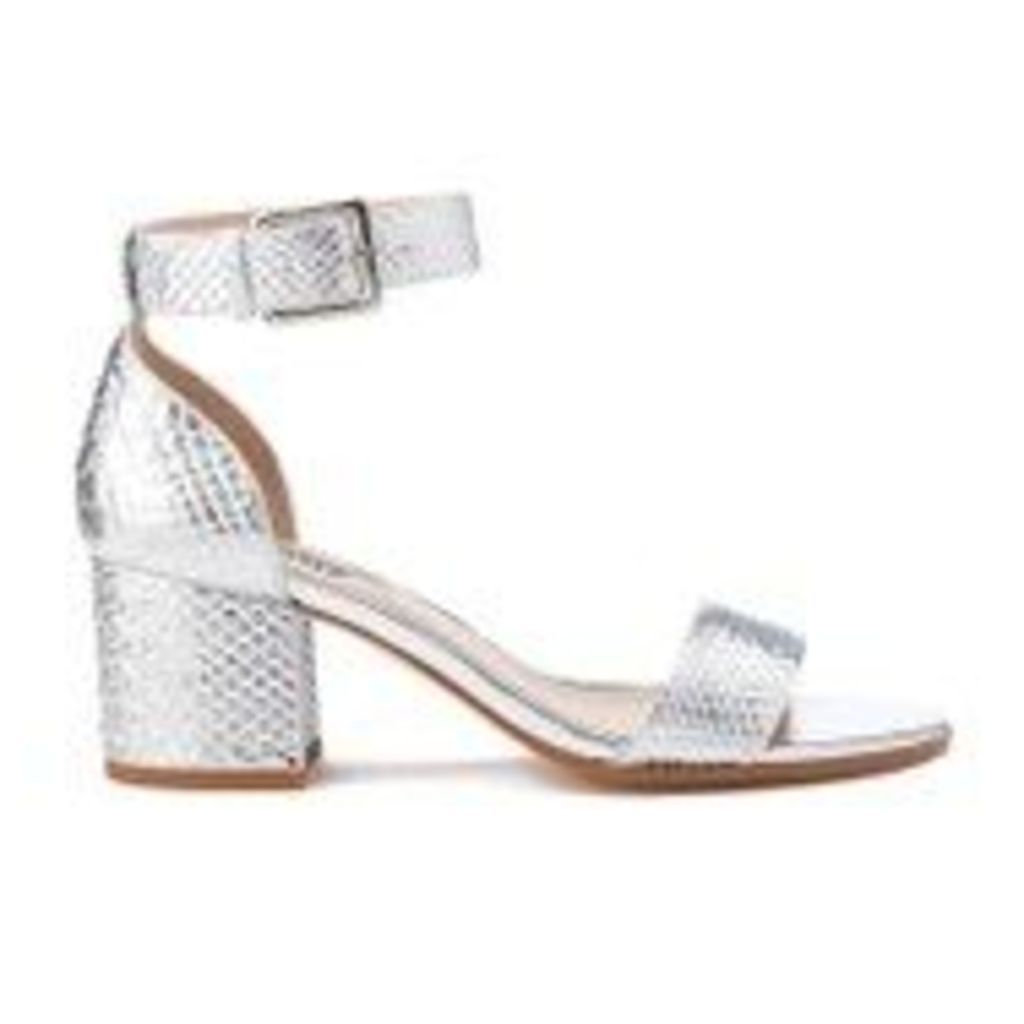 Dune Women's Jaygo Barely There Blocked Heeled Sandals - Silver Reptile - UK 5